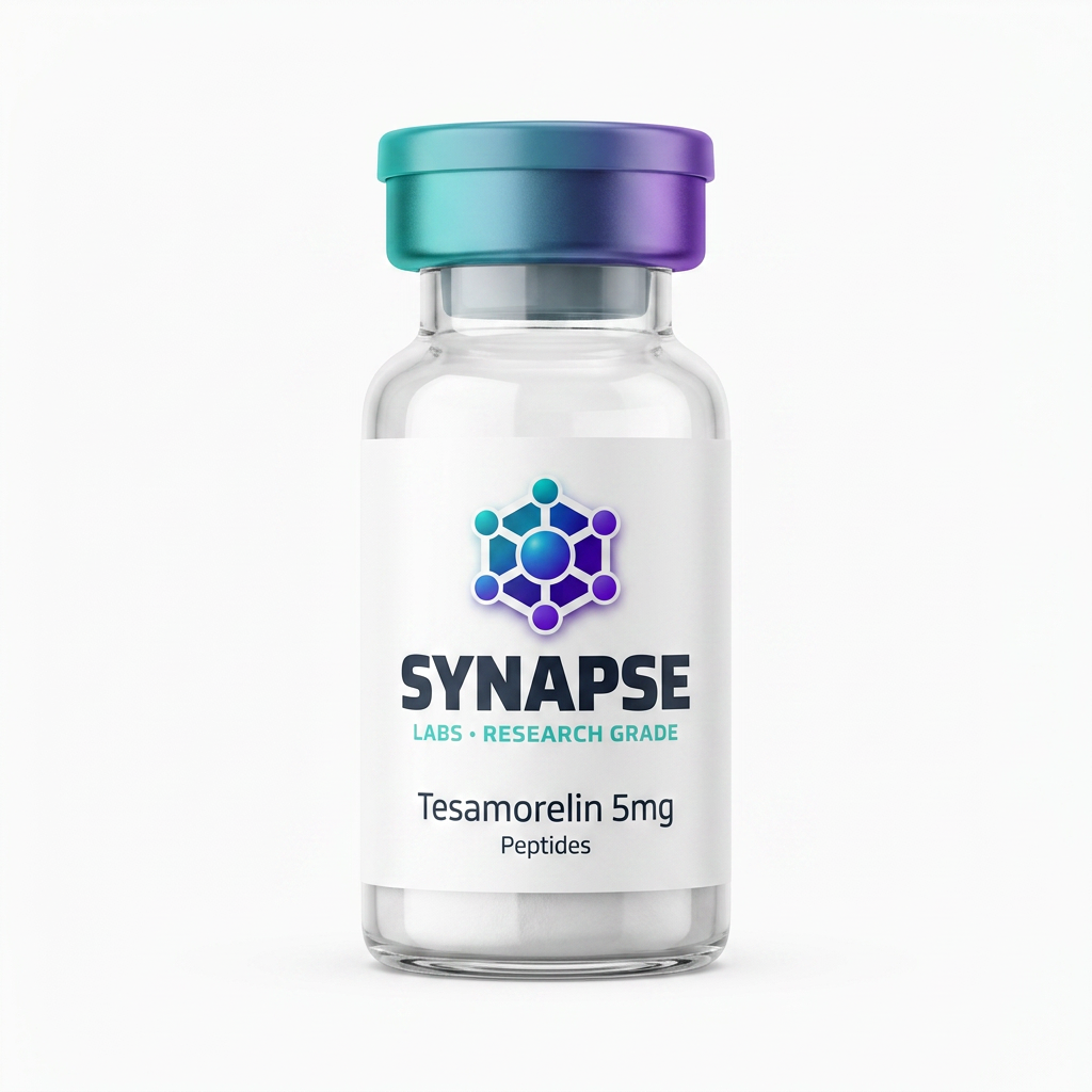 Tesamorelin 5mg lyophilised vial supplied by Synapse Labs