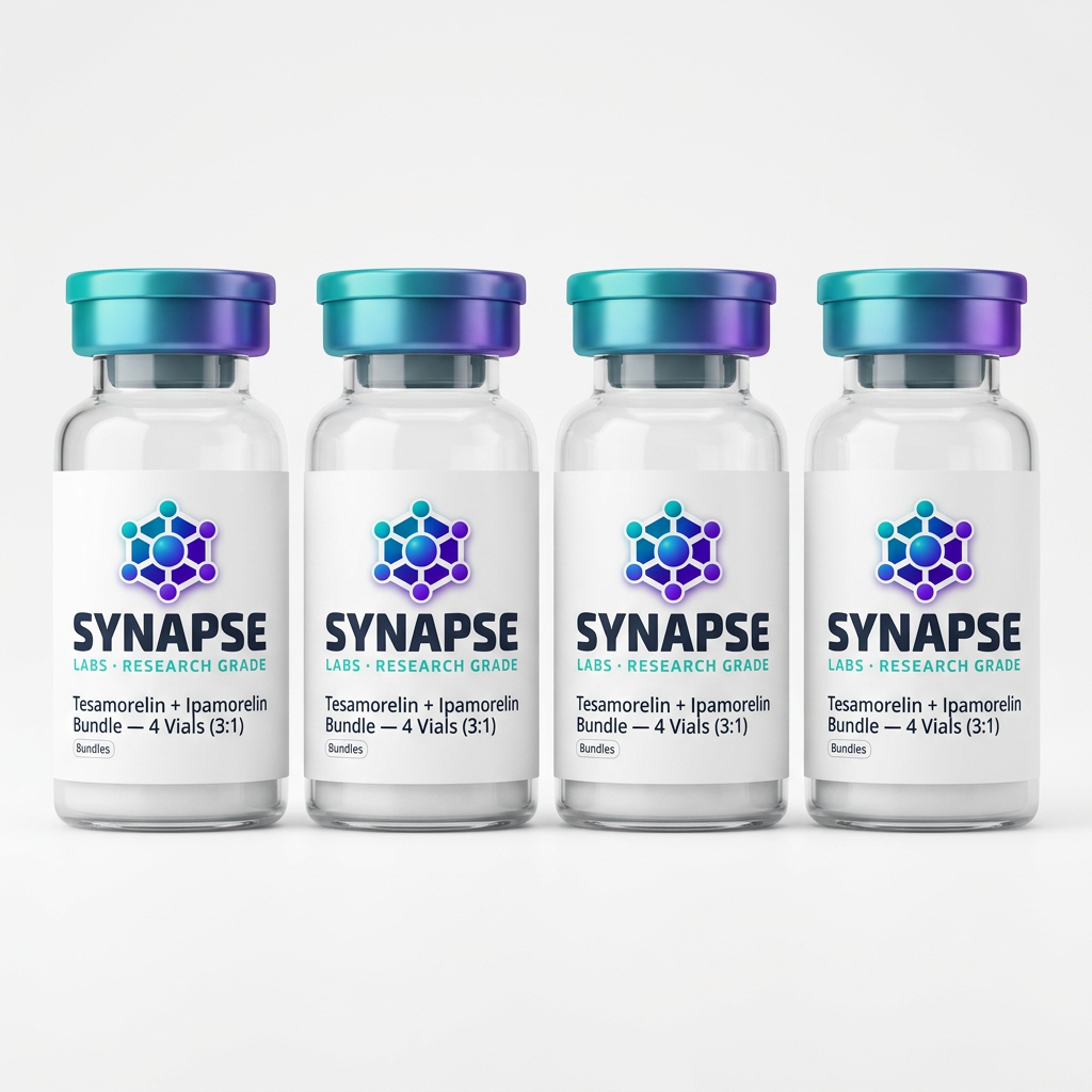 Tesamorelin + Ipamorelin Bundle — 4 Vials (3:1) lyophilised vial supplied by Synapse Labs