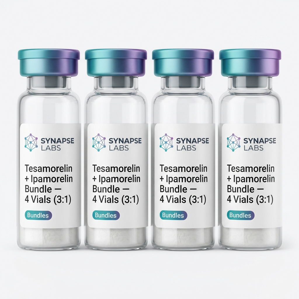 Tesamorelin + Ipamorelin Bundle — 4 Vials (3:1) lyophilised vial supplied by Synapse Labs