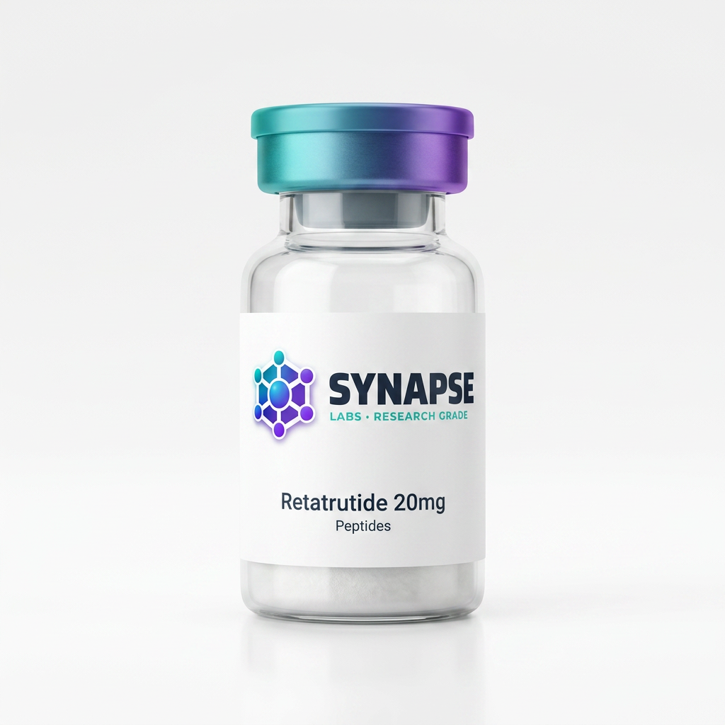 Retatrutide 20mg lyophilised vial supplied by Synapse Labs